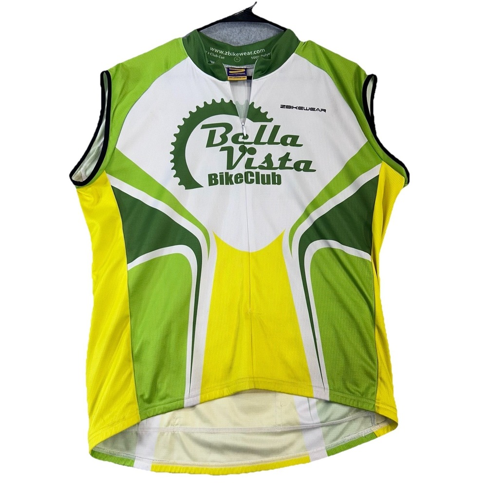 Bella Vista Bike Club ZBikeWear mens XL Sleeveless Cycling Jersey 1/2 Zip